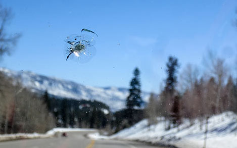 Windshield pic taken  a few minutes  after impact